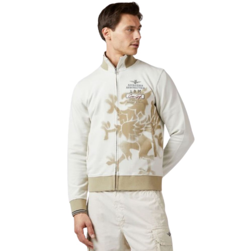 AERONAUTICA FULL ZIP GRIFO PRINT SWEATSHIRT MEN DARK ICE 